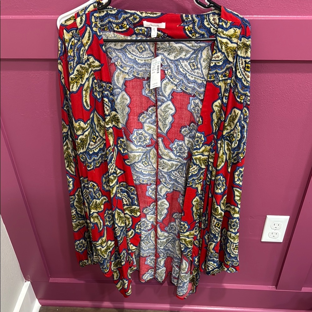 Vibrant Red Paisley Kimono